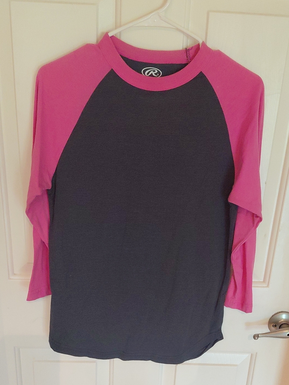 Rawlings Women's Pink and Black Raglan Long Sleeve Tee